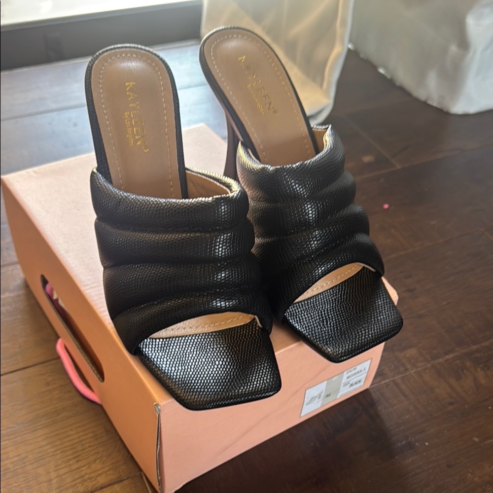 Black Heeled Mules